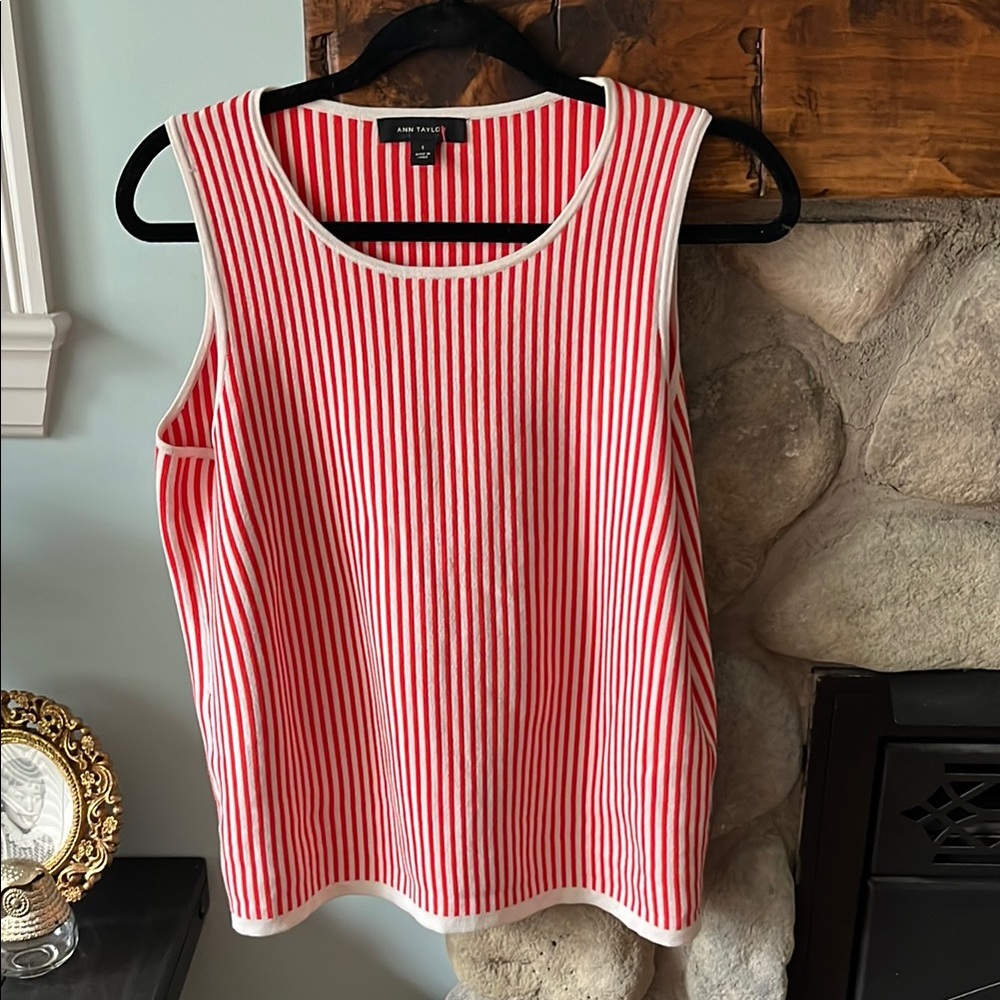 Ann Taylor Red and White Striped Women's Top